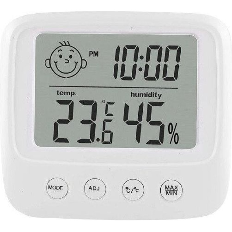 Higrometrs Pulkstenis Telpas termometrs Mitruma mērītājs LCD