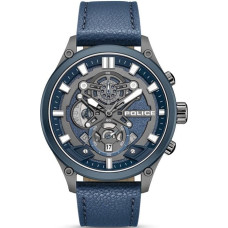 Pulksteņi - POLICE - Wadden - 46mm - Ūdensizturība 5ATM - Zila āda
