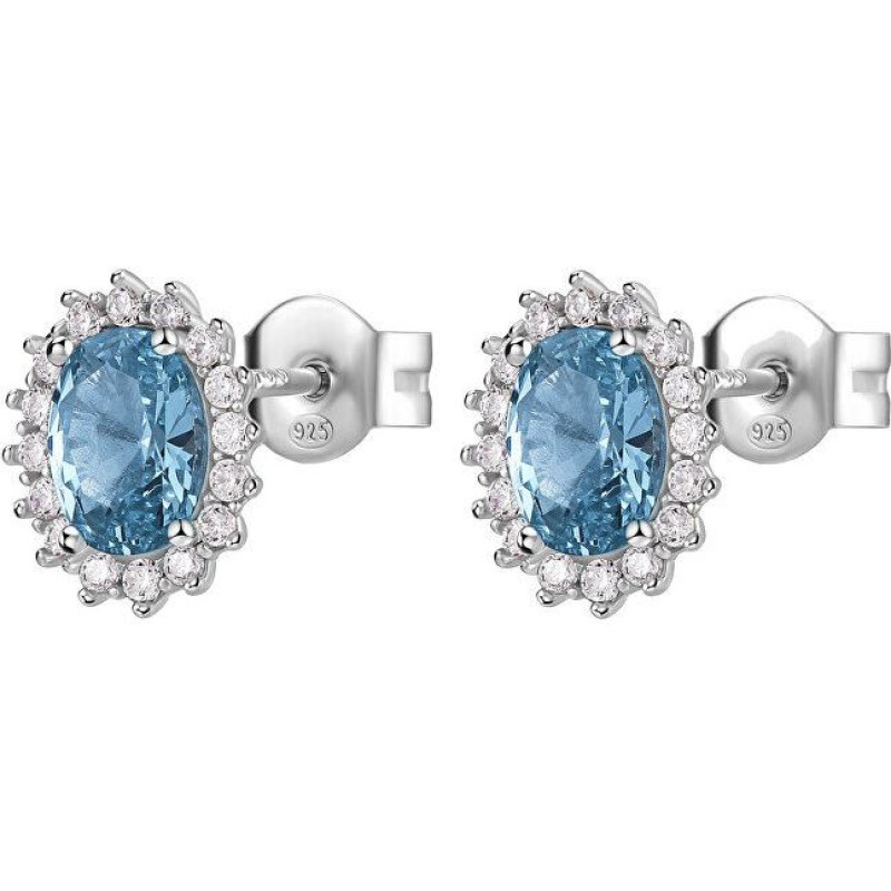 Elegantie sudraba auskari Fancy Cloud Gaiši zila FCL17