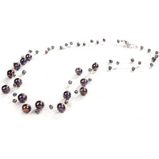 Kaklarota sievietēm JwL Luxury Pearls JL0325 no levitējošām tumšām, īstām pērlēm