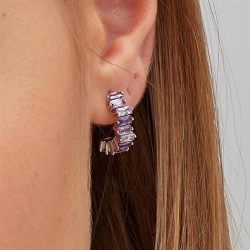 Auskaru pāris - BROSWAY - FMP12 - Sudrabs 925 - Violetais kubiskā zirkonija - 1,8 cm