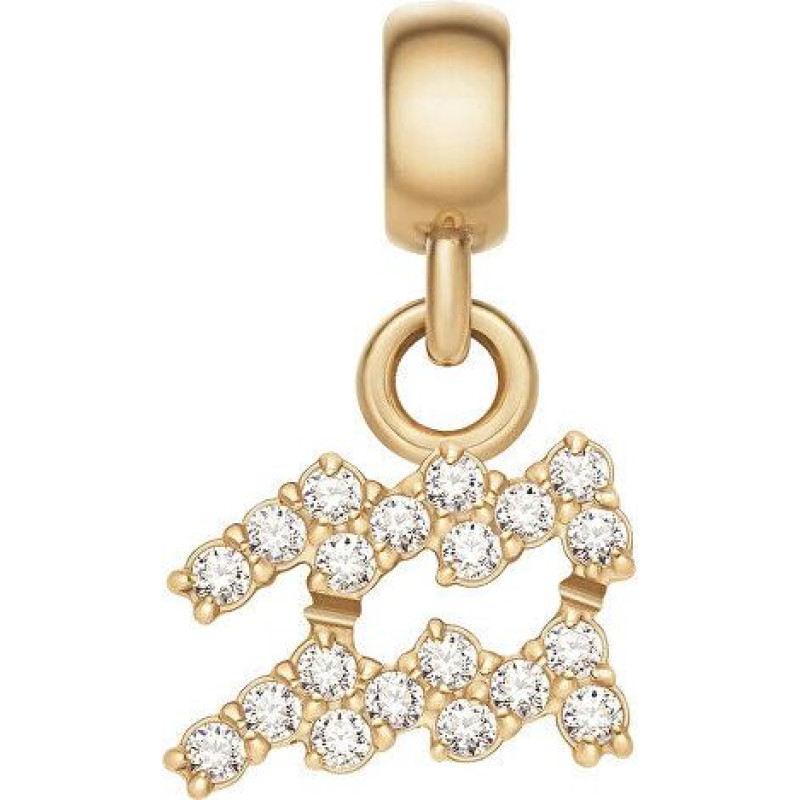 Zelta pārklāta piekariņš ar Aquarius Crystal Zodiac kristāliem DW00400764