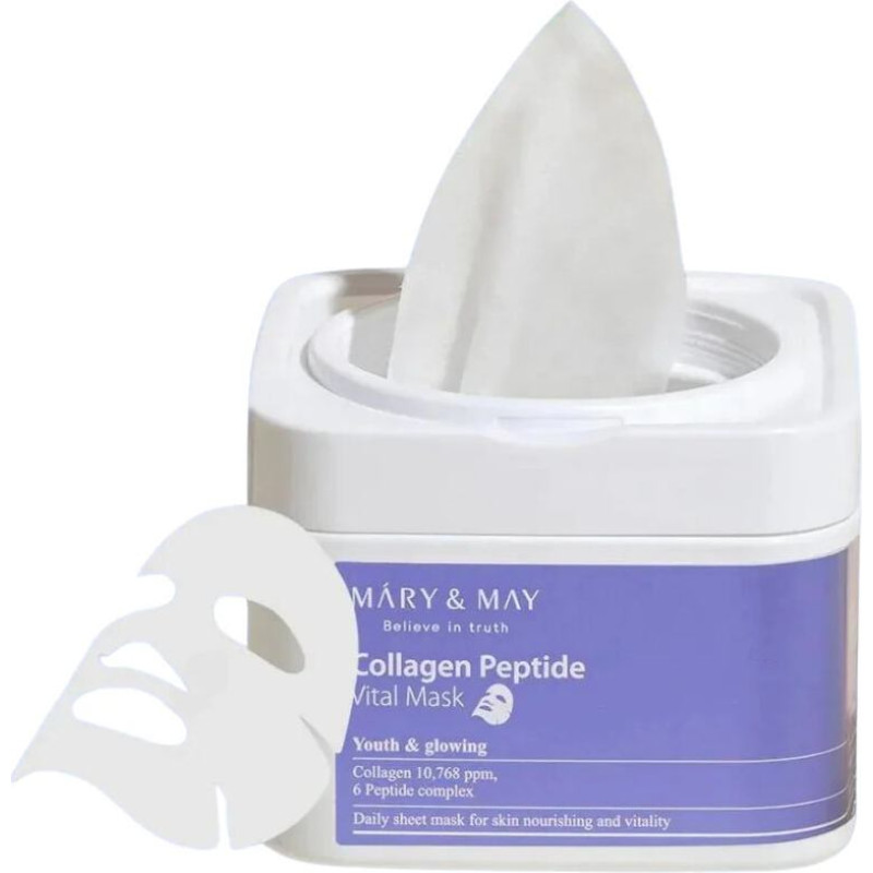 Mary&May - Kolagēna peptīdu vitālā maska - Kolagēna un peptīdu sejas masku komplekts 30 gab./400 g