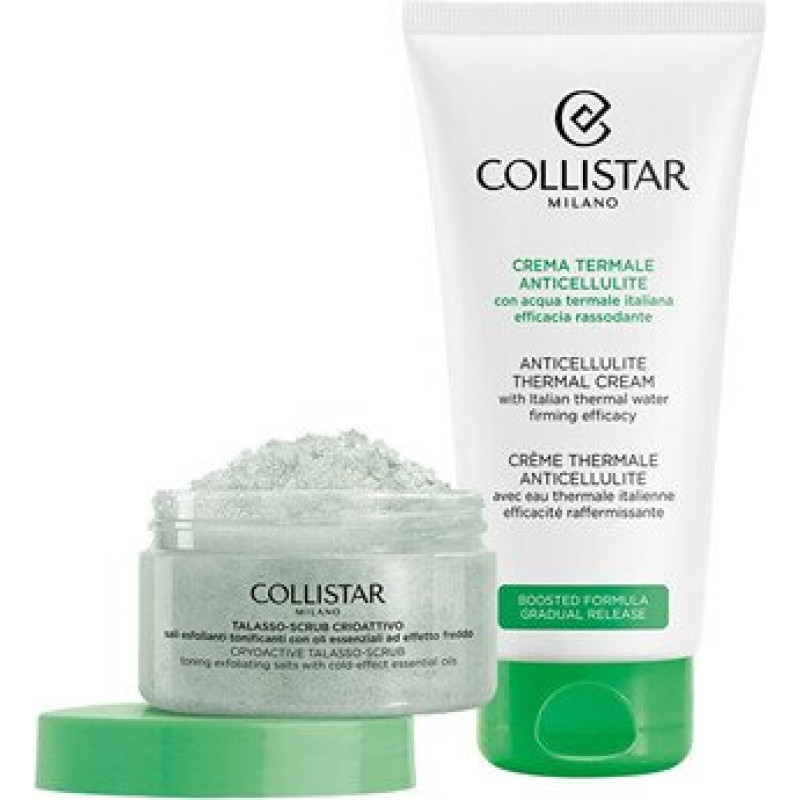 Ķermeņa kopšanas komplekts Collistar Perfect Body Pretcelulīta termiskais krēms + Krioaktīvs talaso skrubis