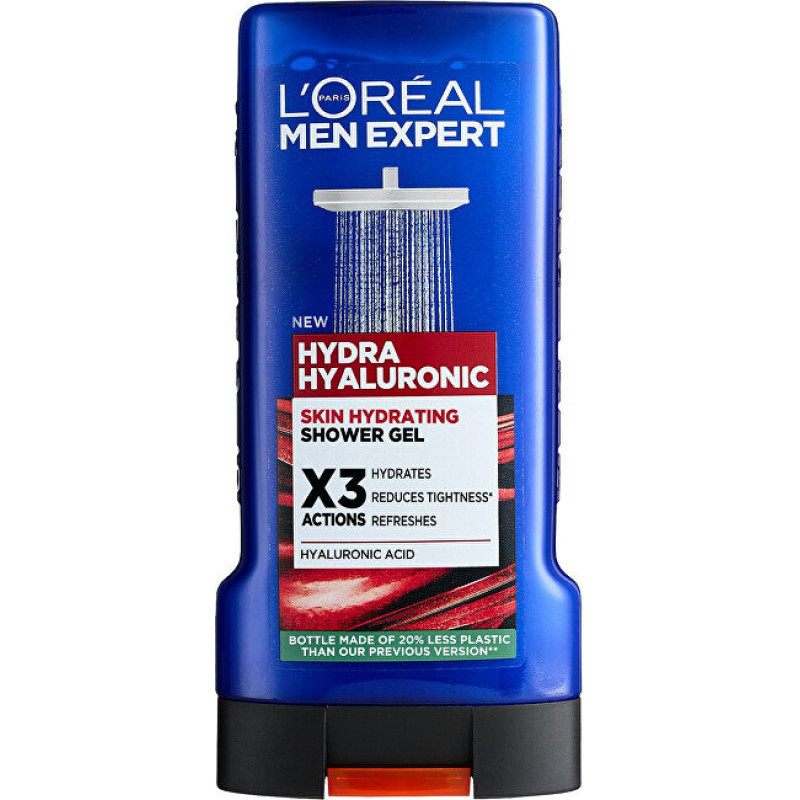 Dušas želeja L'Oréal Paris Men Expert Hydra Hyaluronic trīskāršas iedarbības mitrinošs līdzeklis 300 ml
