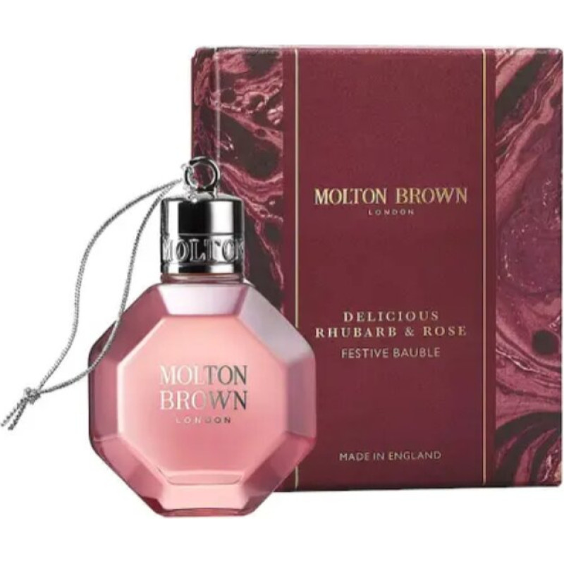 Vannas un dušas želeja Molton Brown Delicious Rhubarb & Rose Festive Bauble 75ml uniseks augļu aromāts