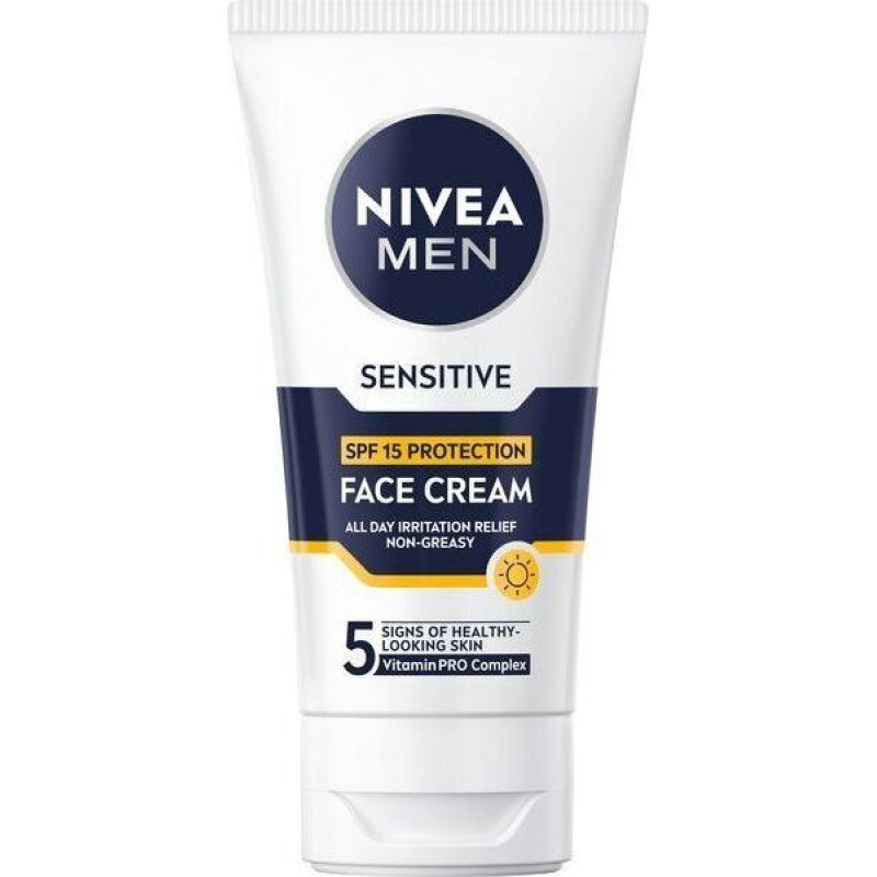 Nivea Aizsargājošs ādas krēms SPF 15 Men Sensitive (sejas krēms) 75 ml