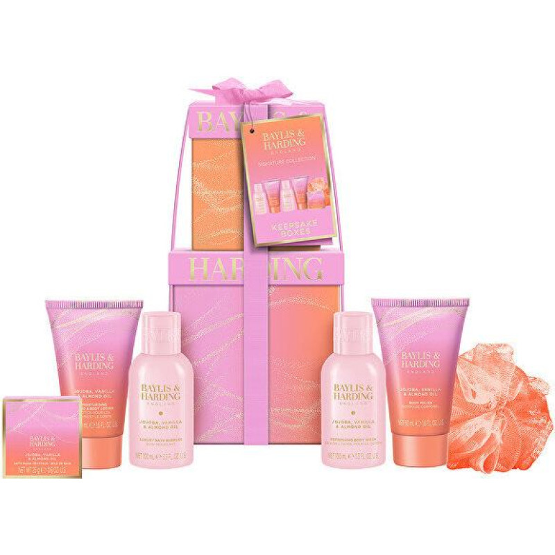 Dāvanu komplekts Baylis & Harding Jojoba, vaniļa un mandeļu eļļa, 6 daļu kopjošās kosmētikas komplekts