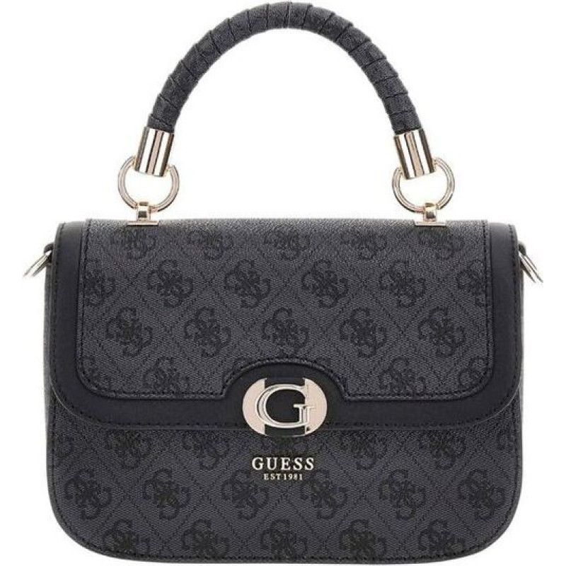 GUESS Somas soma antracīta melnā krāsā sievietēm - Orlina logotipa augšējā roktura atloka soma Oglekļa logotips 290469