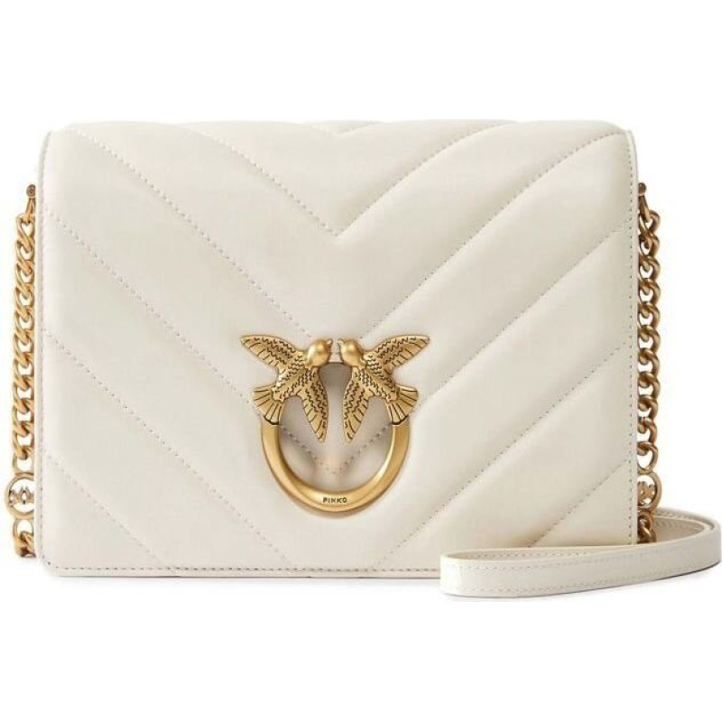 Pleca soma - PINKO - Love Click Classic - Aitu āda - Krēms - 25x16x7.5 cm