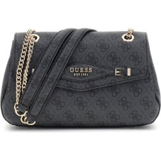 GUESS Tumša pelēka un melna plecu soma sievietēm - Katya Convertible Xbody Flap Bag Coal Logo 311262