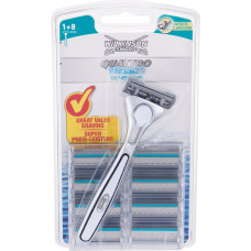 Skuveklis vīriešiem Wilkinson Sword Quattro Titanium Sensitive + 8 skuvekļa galviņas