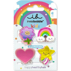 Matu sprādzes Invisibobble Clipstar Kids Happy World krāsains neslīdošs komplekts, 4 gab.