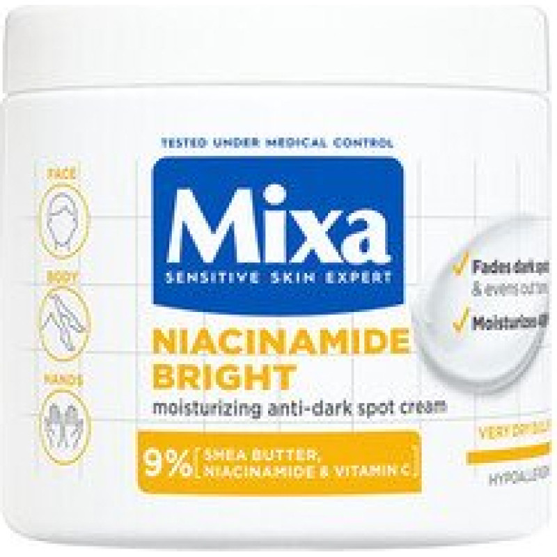 Ķermeņa krēms Mixa Niacinamide Bright 400 ml mitrinošs, pret tumšiem plankumiem