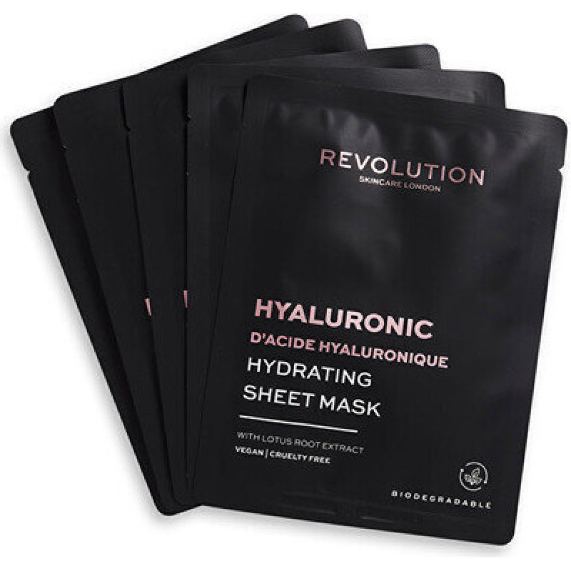 Mitrinoša hialuronskābes lokšņu maska Revolution Skincare Biodegradable (Hydrating Hyaluronic Acid Sheet Mask)