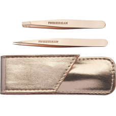 Pincešu komplekts Tweezerman Rosegold Petite: smails pincete, 1 gab. + slīps pincete, 1 gab. + maciņš