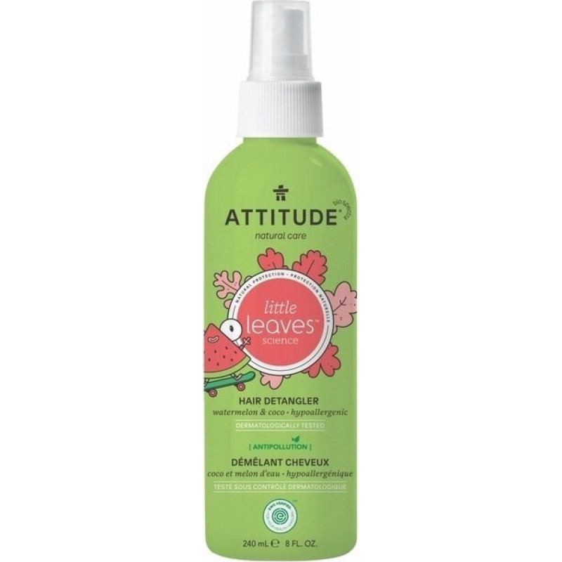 Sprejs vieglai bērnu matu ķemmēšanai Little Leaves ar arbūza un kokosriekstu smaržu 240 ml