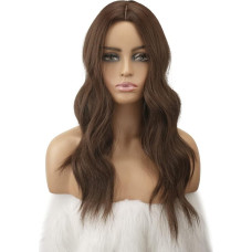 FESHFEN Garā cirtaini brūnā parūka, 55 cm, brūna