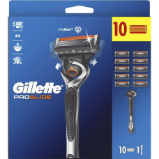 Komplekts Gillette Proglide: skuveklis, 1 gab. + skuvekļa galviņas, 10 gab.