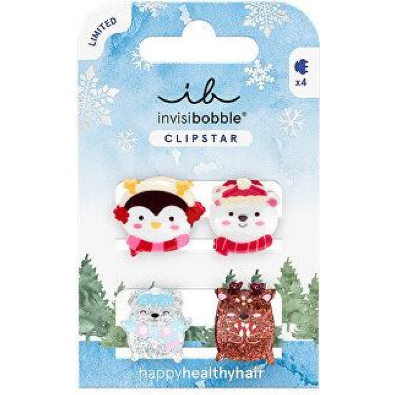 Clipstar Kids Cozy Snowy Friends matu sprādžu komplekts – 4 gab.