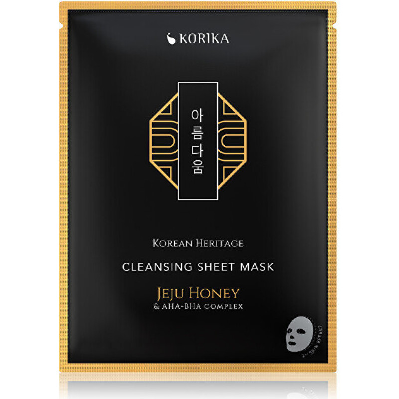 Attīroša lokšņu maska Korika Korean Heritage Jeju medus un AHA-BHA komplekss 25 g kombinētai ādai