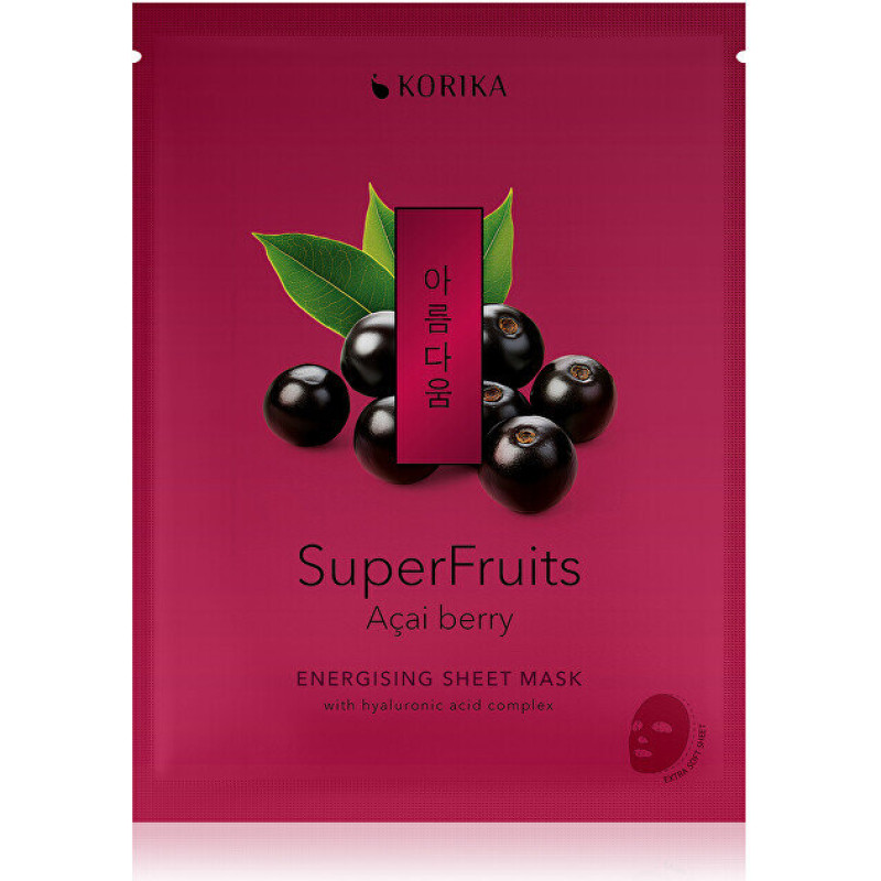 Auduma maska Korika SuperFruits Acai ogu enerģējoša mitrinoša pret piesārņojumu
