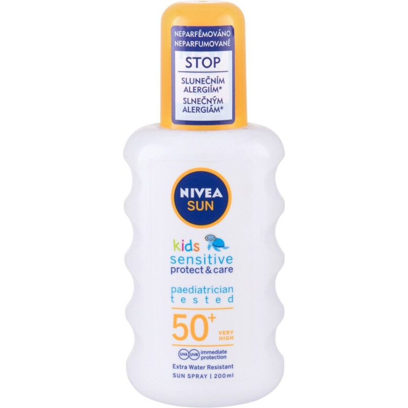 Izsmidzināms aizsargājošs losjons bērniem Nivea Sun Kids Protect & Sensitive SPF50+ 200 ml