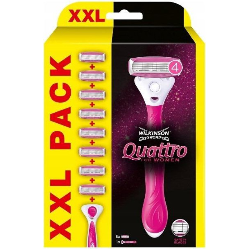 Skuveklis + 8 gab skuvekļa galviņas sievietēm Wilkinson Quatro for Woman