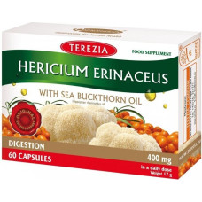 Uztura bagātinātājs Terezia Hericium Erinaceus sēne ar smiltsērkšķu eļļu, 60 kapsulas
