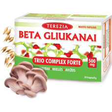 Uztura bagātinātājs Terezia Beta-glikāns Trio komplekss Forte, 500 mg, 30 kapsulas