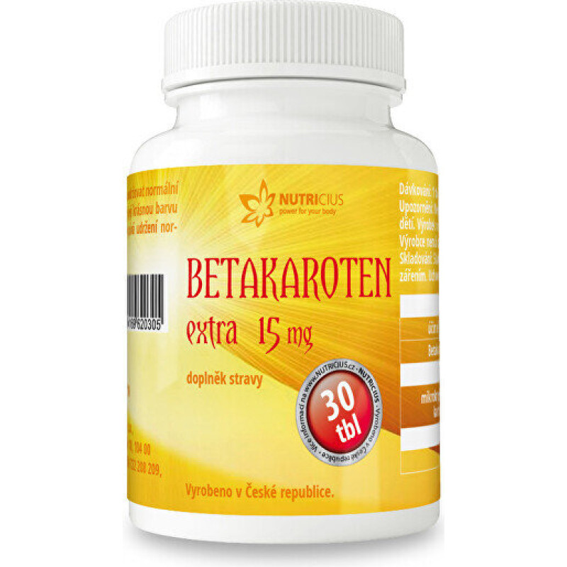 Betakarotēns EXTRA 15 mg 30 tbl.