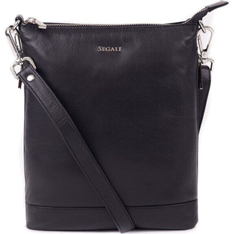 Sieviešu ādas crossbody rokassomiņa 9060 melna