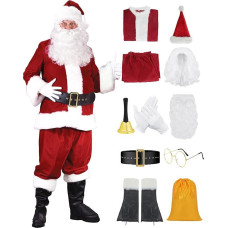 Kostīms Santa Claus Deluxe, 11 daļas, sarkans, L