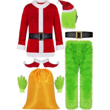 Kostīms Santa Claus Green Monster Mrsclaus, 8 daļas, zaļš, 3XL