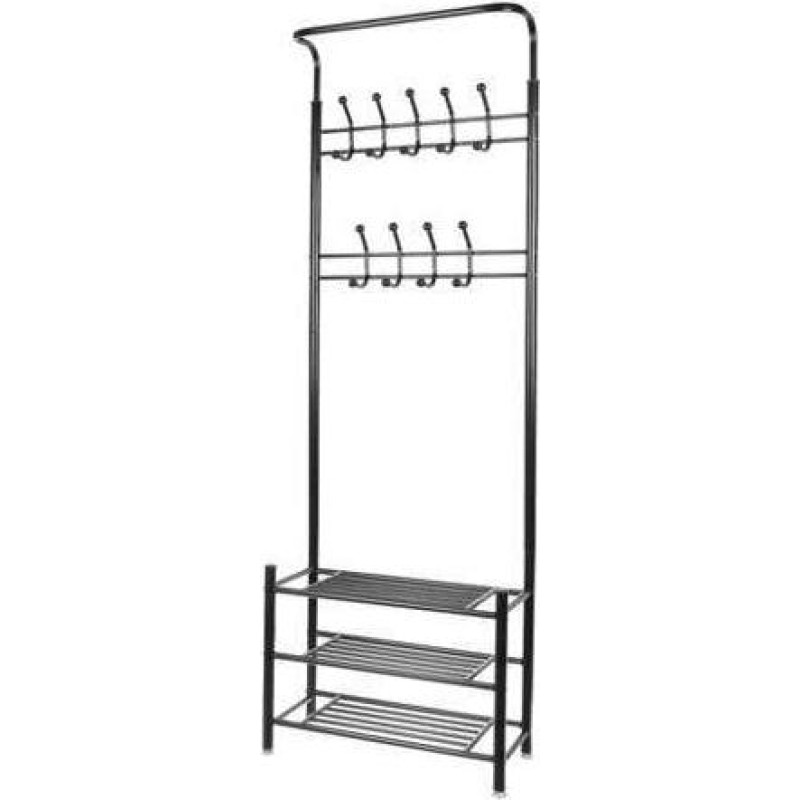 Divvietīgs drēbju pakaramais uz riteņiem Iso Trade 00000398, melns