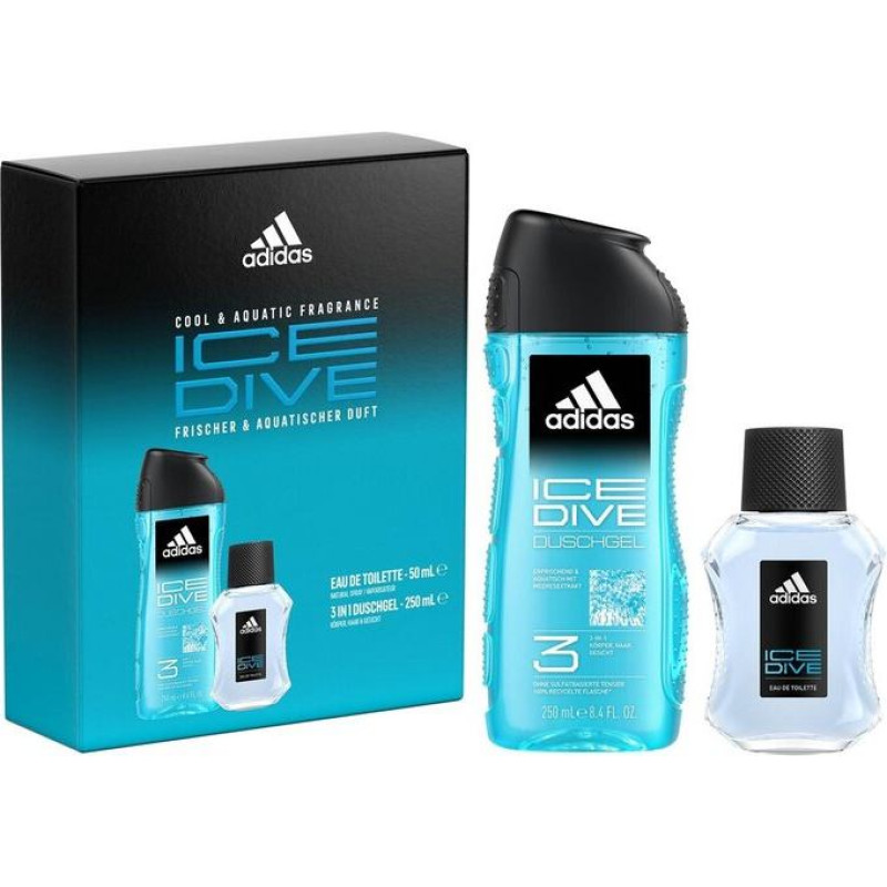 Dāvanu komplekts Adidas Ice Dive vīriešiem: tualetes ūdens EDT 100 ml + dušas želeja 250 ml