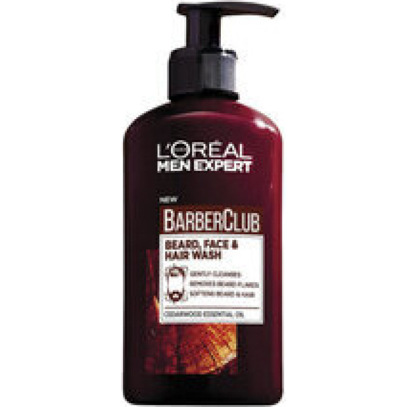 Sejas ādas attīrīšanas līdzeklis vīriešiem L´Oréal Paris Barber Club Gel 3in1 (Beard, Face & Hair Wash) 200 ml