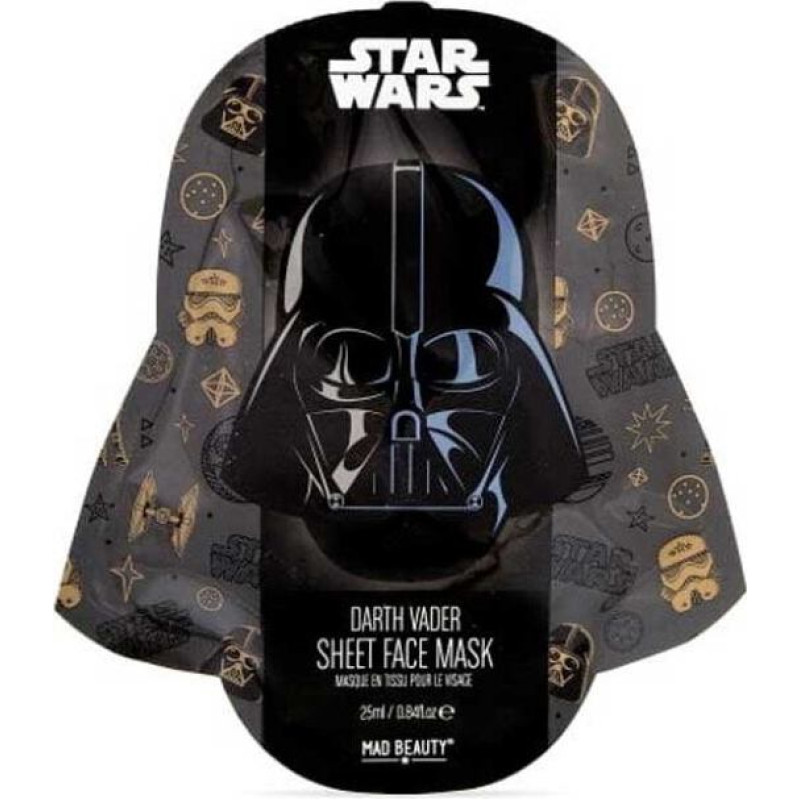Mad Beauty Star Wars Pēc Vasaras saules & baseina Bērnu mitrinoša joku sejas maska (1 gab. Darth Vader x25 ml)