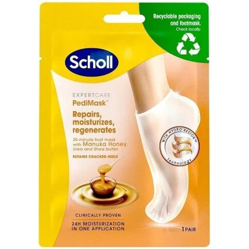 Scholl Mitrinoša pēdu maska ar manuka medu Expert Care PediMask™ (pēdu maska ar manuka medu) 1 pāris