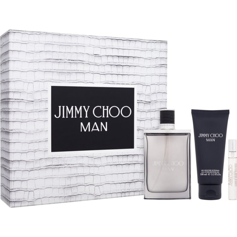 Komplekts Jimmy Choo Man vīriešiem: tualetes ūdens, 100 ml + 7 ml + dušas želeja, 100 ml