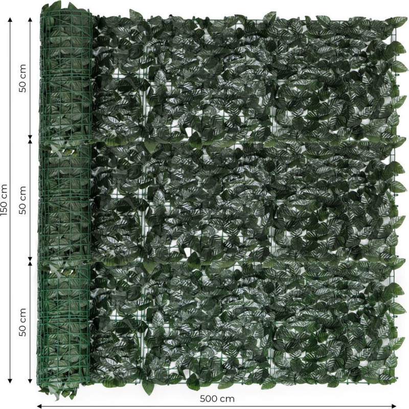 Mākslīgais efejas dzīvžogs 3 gab. 500x150 cm zaļa balkona pārsega maskēšana