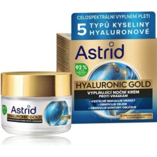 Nakts krēms Astrid Hyaluronic Gold pret grumbām, nostiprinošs, 50 ml