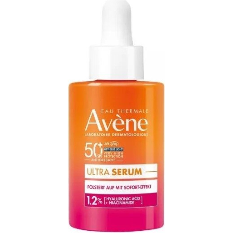 Sejas serums ar saules aizsargfiltru Avène Ultra Serum Instantly Refills SPF50+ ar hialuronskābi 30 ml