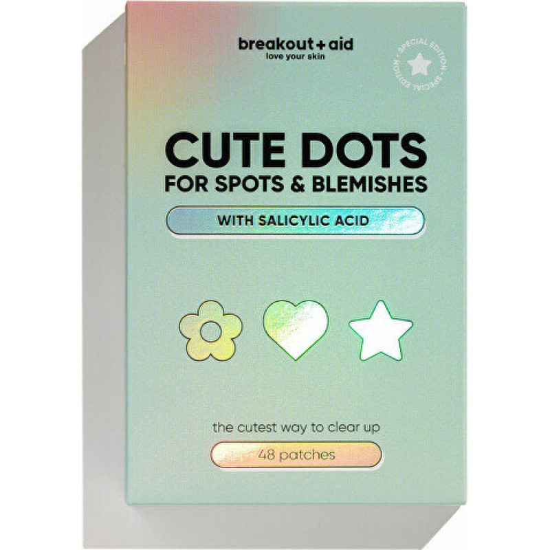Aknes plāksteri Breakout+Aid Cute Dots 48 gab. Ar salicilskābi, tauku kontrolei
