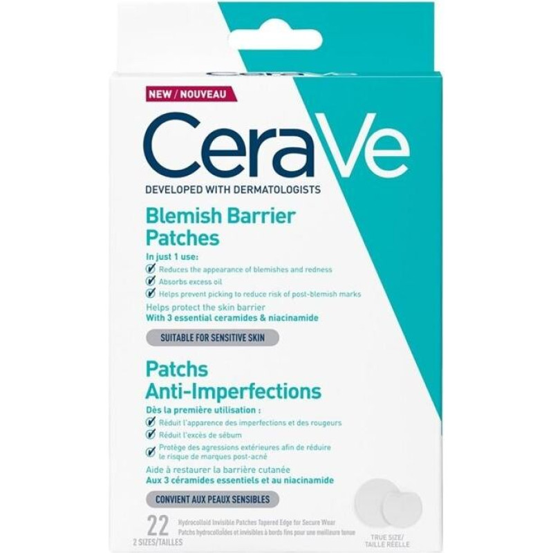 Plāksteri pret pūtītēm CeraVe Blemish Barrier Patches, 22 gab.