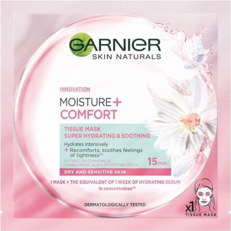 Nomierinoša loksnes sejas maska Garnier Moisture + Comfort 32 g, SA28GR C91