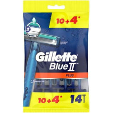 Vienreizējie skuvekļi - Gillette - Blue II Plus - 10 vienības + 4 BEZMAKSAS - Eļļošanas sloksne - Ergonomisks rokturis