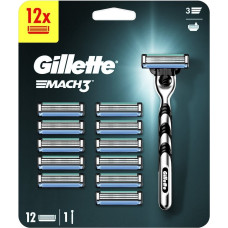 Komplekts Gillette Mach3: skuveklis, 1 gab. + Skuvekļu galviņas, 12 gab.