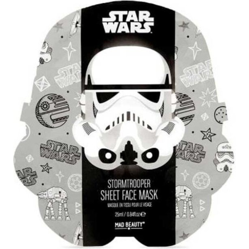 Mad Beauty Star Wars Pēc Vasaras saules & baseina Bērnu mitrinoša joku sejas maska (1 gab. StormTrooper x25 ml)
