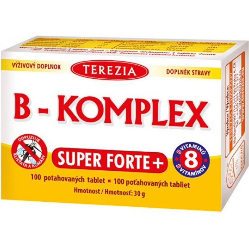 Uztura bagātinātājs ar B grupas vitamīniem B-Komplex Super Forte+, Terezia, 100 tab.